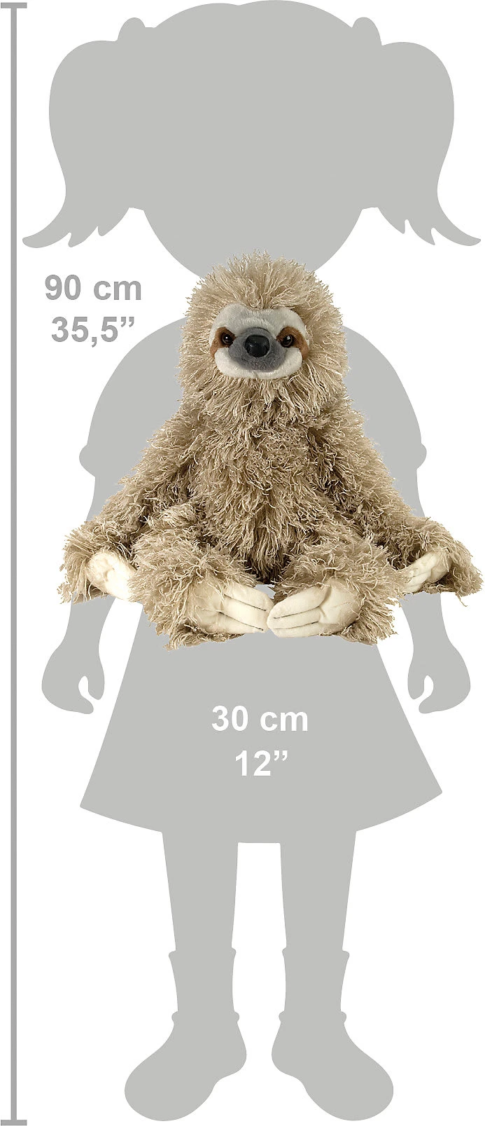 Wild Republic Cuddlekins 3 Finger Faultier 30cm 4 Wild Republic Cuddlekins 3 Finger Faultier 30cm – Bild 2